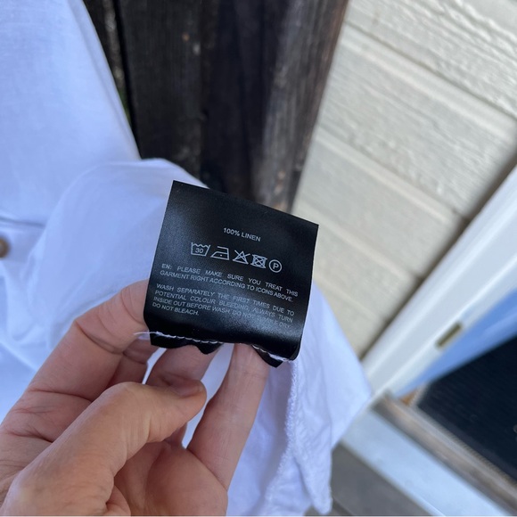 Adeptt 100% Linen Button Down Hooded Lightweight Cardigan Jacket In White Sz S - Picture 4 of 11